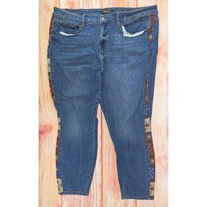 Judy Blue Womens Relaxed Fit 24W Denim Jeans With Aztec Side Trim
